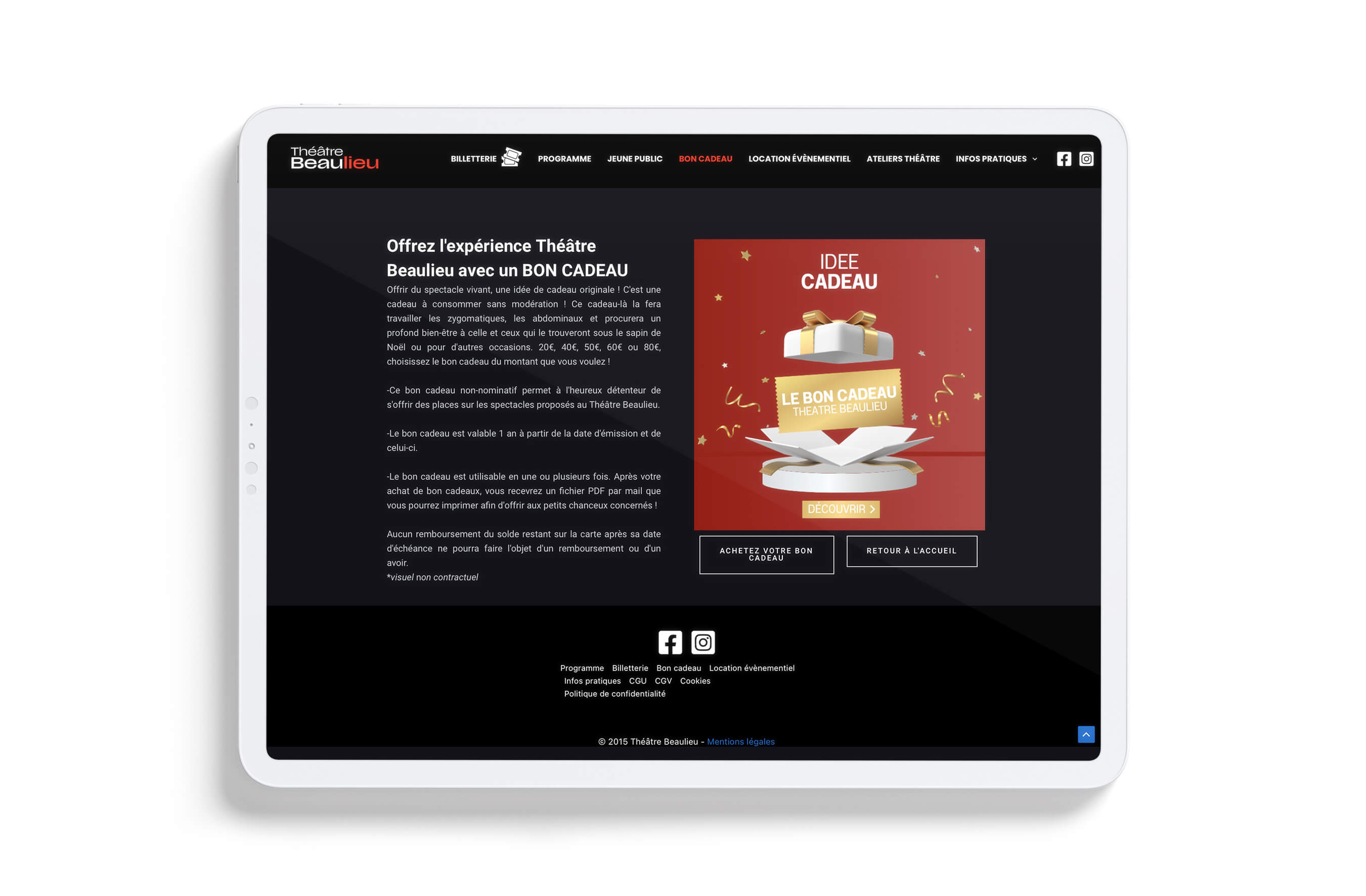 Mock up tablette - Théâtre Beaulieu de Nantes (44) - AE2