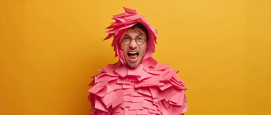Homme Post-it irrité - Branding et image de marque sur le web - Blog AE2
