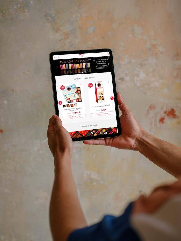 visuel tablette maxim's -site ecommerce prestashop- réalisation AE2