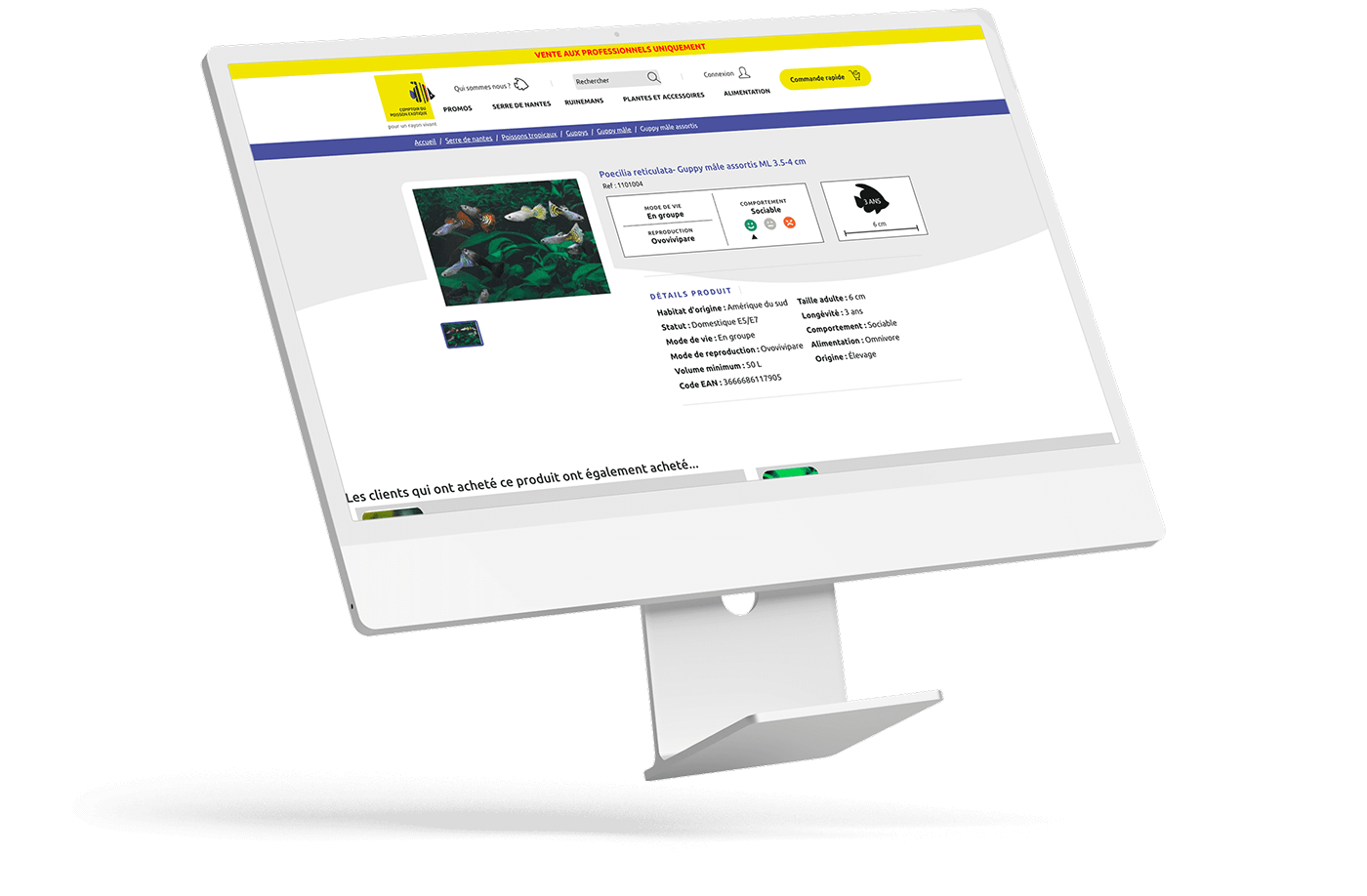 mock up desktop comptoir du poisson exotique refonte site e-commerce prestashop ae2 agence